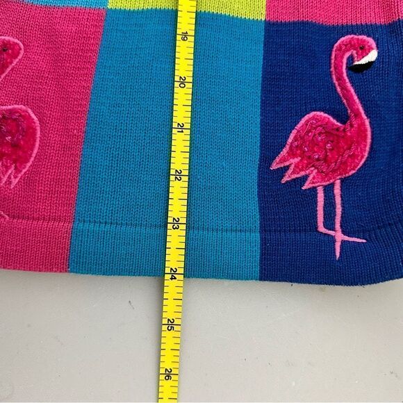 Jack B Quick Sweater Cardigan Fun Tropical Pink Flamingo Palm Tree size M - Picture 10 of 10